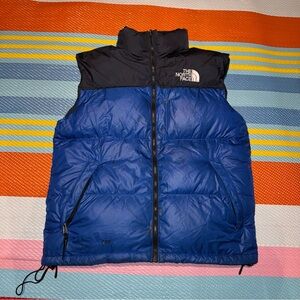 The North Face Black Royal Blue Puffer Vest Men Large (Please Review Damage!!)